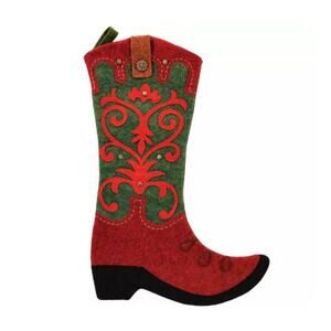 Destination Holiday Embroidered Paisley Cowboy Boot Christmas Stocking 17"x13"